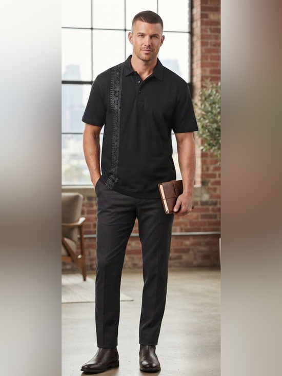 Diamond Head wear Other - Diamond Head Wear Men's 2XL Black Polo Shirt Tribal Geometric Panel Print